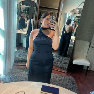 Azazie Kaylani Dark Navy Scarf Dress